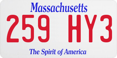 MA license plate 259HY3