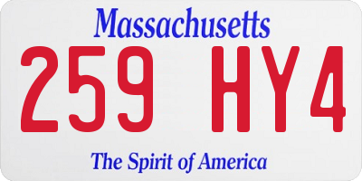 MA license plate 259HY4