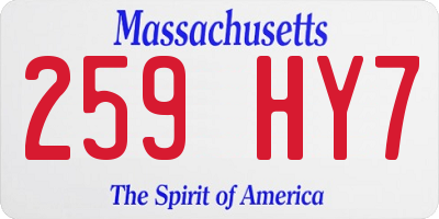 MA license plate 259HY7