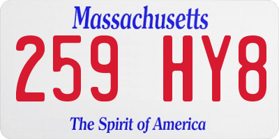 MA license plate 259HY8