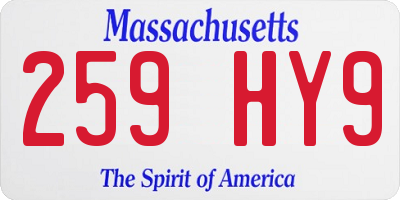 MA license plate 259HY9