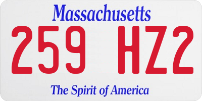 MA license plate 259HZ2