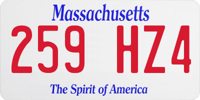 MA license plate 259HZ4