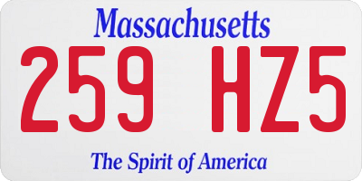 MA license plate 259HZ5