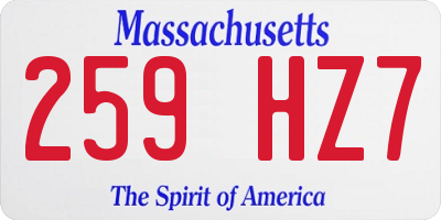 MA license plate 259HZ7