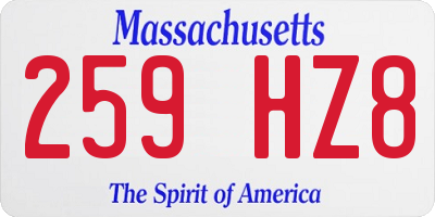 MA license plate 259HZ8