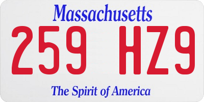MA license plate 259HZ9