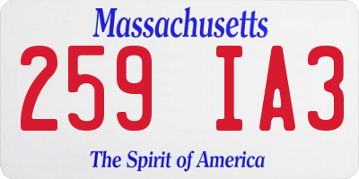 MA license plate 259IA3