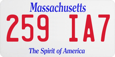 MA license plate 259IA7