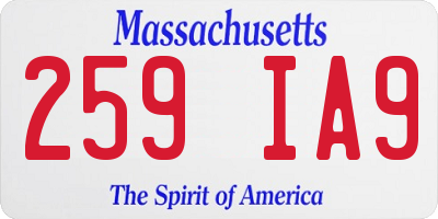 MA license plate 259IA9