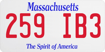 MA license plate 259IB3