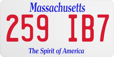 MA license plate 259IB7