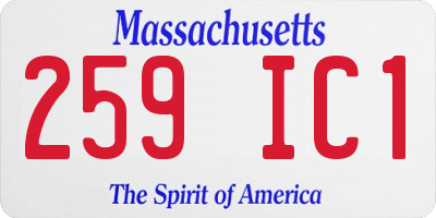 MA license plate 259IC1