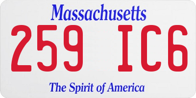 MA license plate 259IC6