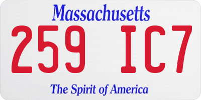 MA license plate 259IC7
