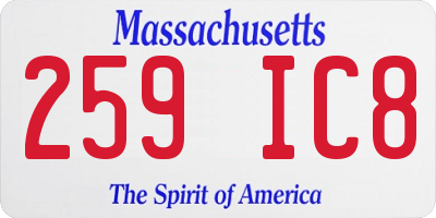 MA license plate 259IC8