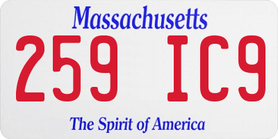 MA license plate 259IC9