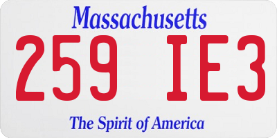 MA license plate 259IE3