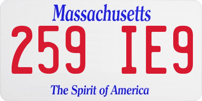 MA license plate 259IE9