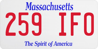MA license plate 259IF0