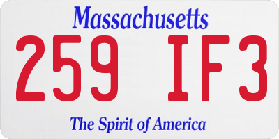 MA license plate 259IF3