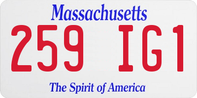 MA license plate 259IG1
