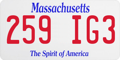 MA license plate 259IG3