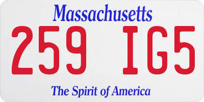 MA license plate 259IG5