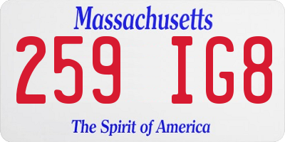 MA license plate 259IG8