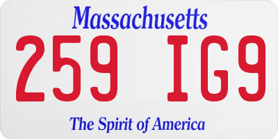 MA license plate 259IG9
