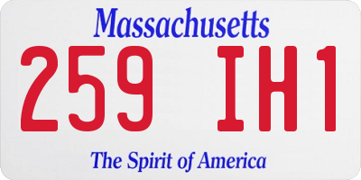 MA license plate 259IH1