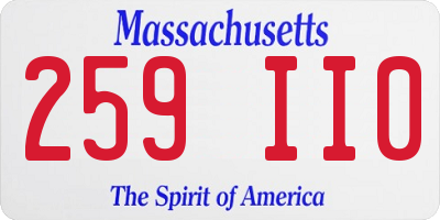 MA license plate 259II0