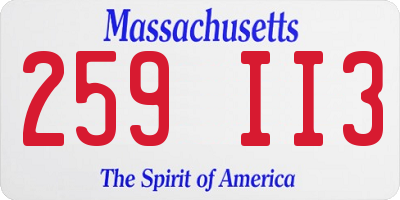 MA license plate 259II3