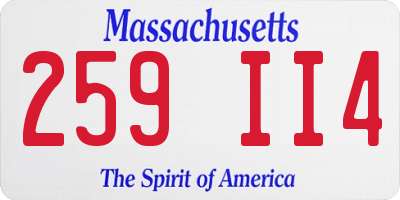 MA license plate 259II4