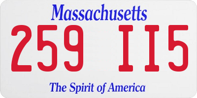 MA license plate 259II5