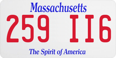 MA license plate 259II6