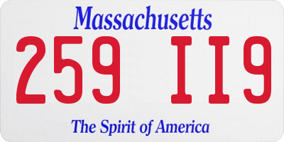 MA license plate 259II9