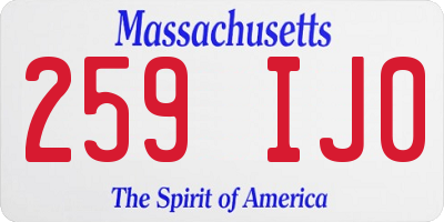 MA license plate 259IJ0