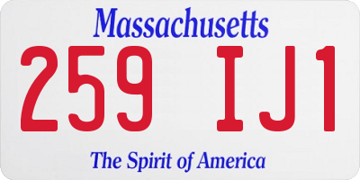 MA license plate 259IJ1