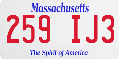MA license plate 259IJ3
