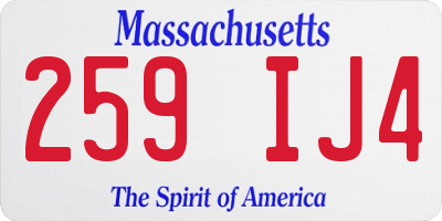 MA license plate 259IJ4