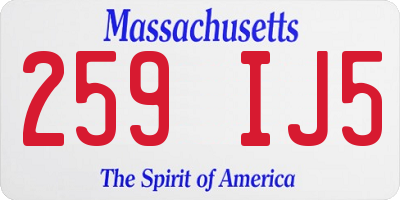 MA license plate 259IJ5