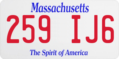 MA license plate 259IJ6