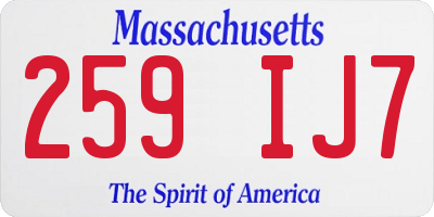 MA license plate 259IJ7
