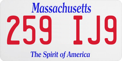 MA license plate 259IJ9