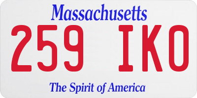 MA license plate 259IK0