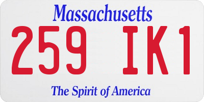MA license plate 259IK1