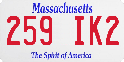 MA license plate 259IK2