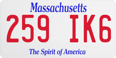 MA license plate 259IK6