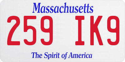 MA license plate 259IK9